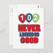 102歳の誕生日デザイン ポストカード (正面/裏面)