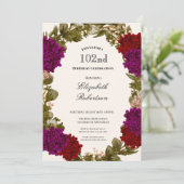 102歳の誕生日招待状 - 秋の花のボーダー 招待状 (スタンド正面)