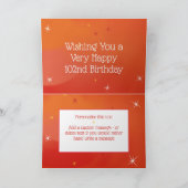 102歳の誕生日 - スターナンバー - 赤 - 年齢102 カード (内部)