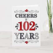 102番目の誕生日応援の赤い白の黒のパターン カード (正面)