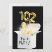 102番目の誕生日金ゴールドバルーン（白いボックス） 招待状 (正面)