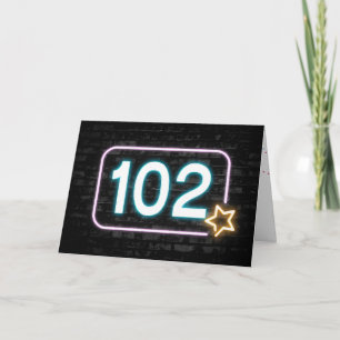 102誕生日ネオンサイン入りレンガ壁 カード