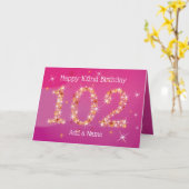 102誕生日 – スター番号 – ピンク – 年齢102 カード (黄色い花)
