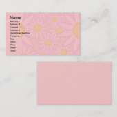 102705-デイジー – 淡いピンクの黄色いデイジーの花 名刺 (正面/裏面)