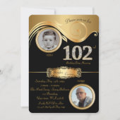 102nd,誕生日マン102nd,エレガント art deco,black 招待状 (正面)
