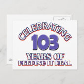 103歳おもしろいの誕生日デザイン ポストカード (正面/裏面)