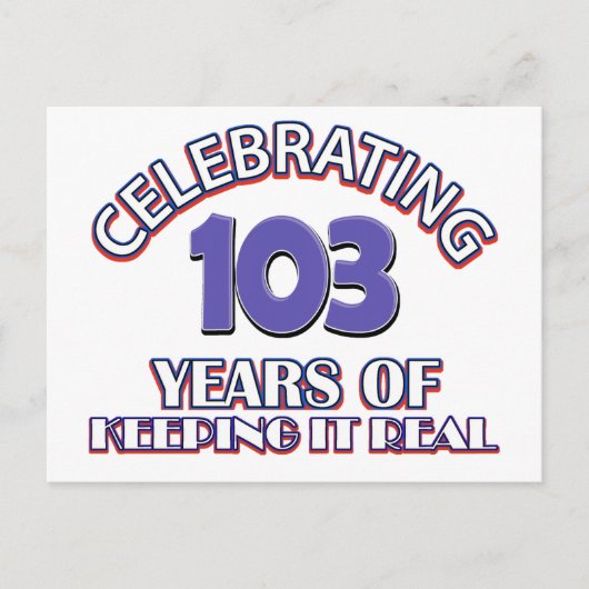 103歳おもしろいの誕生日デザイン ポストカード (正面)