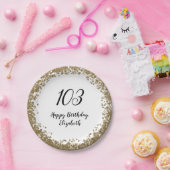 103歳の誕生日ゴールドスパンコールプレート ペーパープレート (パーティー)