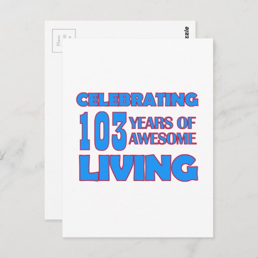 103歳の誕生日デザイン ポストカード (正面/裏面)