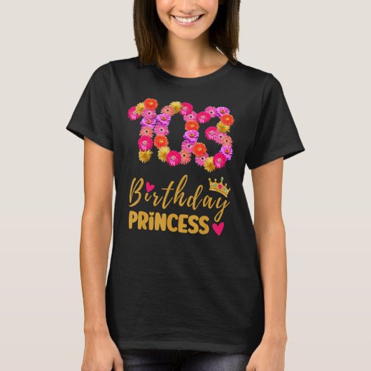 103歳の誕生日プリンセス花その私の103th tシャツ (正面)