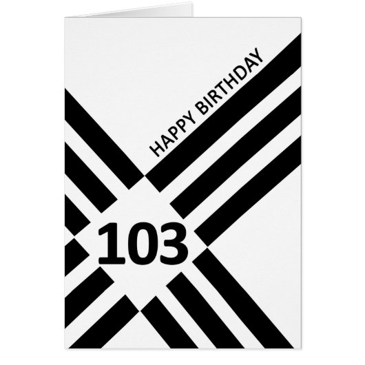 103番目の対角線ブラックラインデザイン誕生日 (正面)