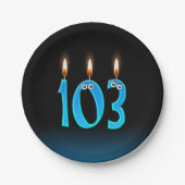 103番目の誕生日（ろうそく火の付いた数字） ペーパープレート (正面)