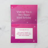 103誕生日 – スター番号 – ピンク – 年齢103 カード (内部)