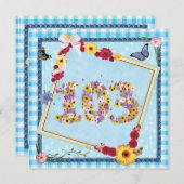 103 誕生日パーティー 招待状 花と蝶 (正面/裏面)