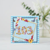 103 誕生日パーティー 招待状 花と蝶 (スタンド正面)