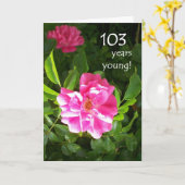 103rdバースデー・カード-ピンクのバラ カード (黄色い花)
