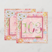 103rd誕生日パーティースクラップブック作りスタイル 招待状 (正面/裏面)