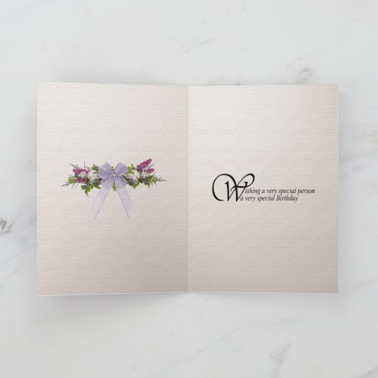 103rd alstromeriaユリの花が付いているバースデー・カード カード (内部)