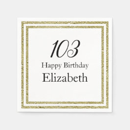 103rd Birthday White and Gold Napkin スタンダードカクテルナプキン