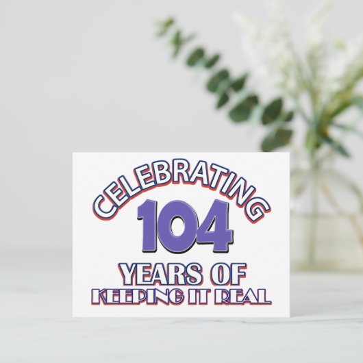 104おもしろい歳の誕生日デザイン ポストカード (スタンド正面)