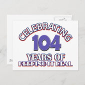 104おもしろい歳の誕生日デザイン ポストカード (正面/裏面)