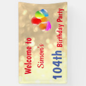 104カラフルパーソナライズされた誕生日 横断幕 (縦)
