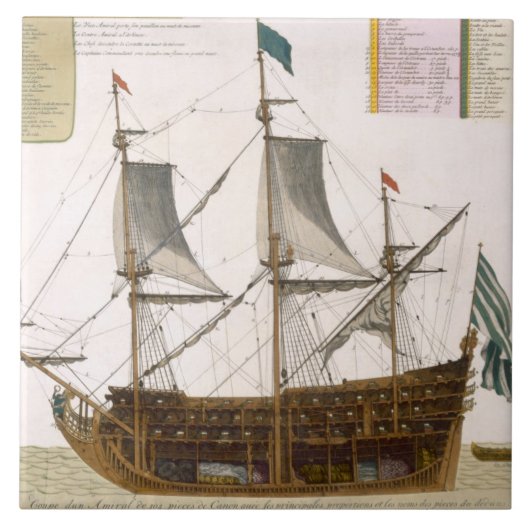 104カリフォルニアのフランスのな一流の船を通したセクション タイル (正面)