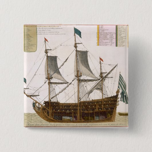 104カリフォルニアのフランスのな一流の船を通したセクション 缶バッジ (正面)