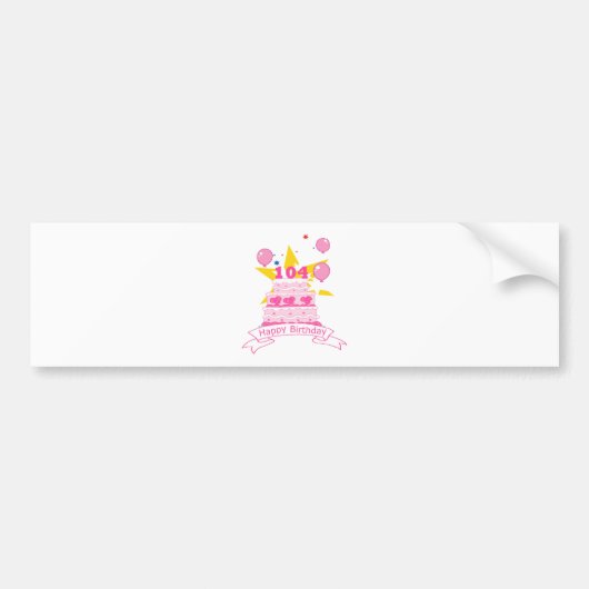 104歳お誕生日ケーキ バンパーステッカー (正面)