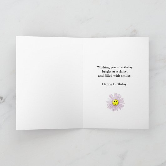 104番目の誕生日カードと幸せな笑顔の花 カード (内部)