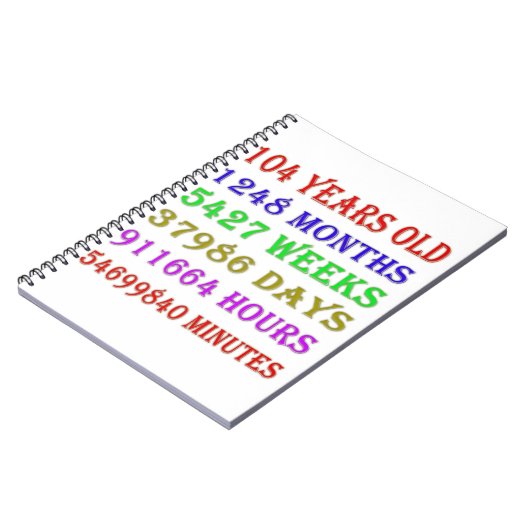 104番目の誕生日マイルストーン ノートブック (左側)