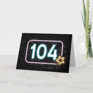 104誕生日ネオンサイン入りレンガ壁 カード
