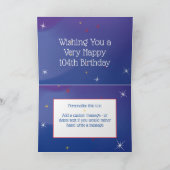 104誕生日 – 星の数 – 青 – 年齢104 カード (内部)