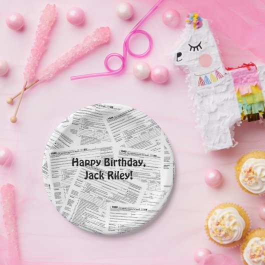 1040所得税型枠誕生日 ペーパープレート (パーティー)