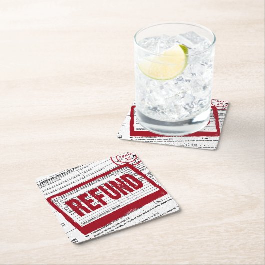 1040税型枠の払戻切手 スクエアペーパーコースター (インサイチュ)