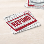 1040税型枠の払戻切手 スクエアペーパーコースター (アングル)