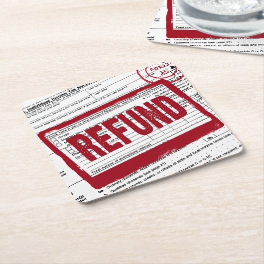 1040税型枠の払戻切手 スクエアペーパーコースター (アングル)