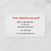 1040税型枠の払戻切手 名刺 (裏面)