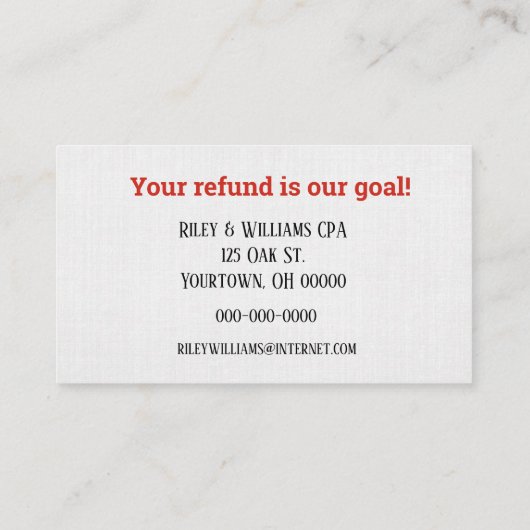 1040税型枠の払戻切手 名刺 (裏面)