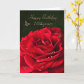 104thクラシックで赤いバラが付いているバースデー・カード カード (黄色い花)