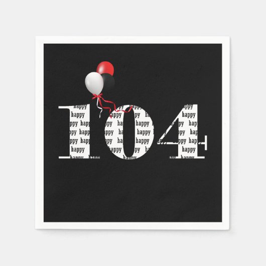 104th誕生日パーティーの風船 スタンダードカクテルナプキン (正面)