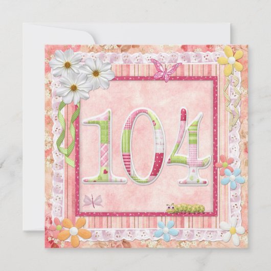 104th誕生日パーティースクラップブック作りスタイル 招待状 (正面)