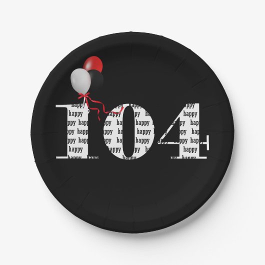104th誕生日パーティー風船 ペーパープレート (正面)