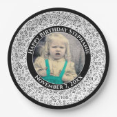 105あなたの写真の乱数パターン黒/白 ペーパープレート (正面)