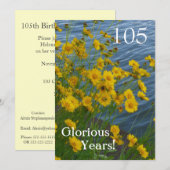 105歳の誕生日パーティー/黄色の花+水 招待状 (正面/裏面)