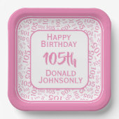 105番目のパーティー乱数パターンピンク/白 ペーパープレート (正面)