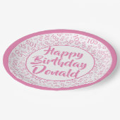 105番目のパーティー乱数パターンピンク/白 ペーパープレート (アングル)