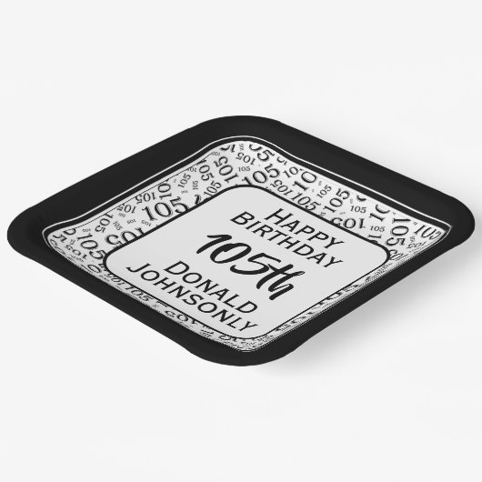 105番目のパーティー乱数パターンブラック/ホワイト ペーパープレート (傾斜あり)