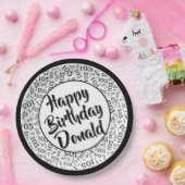 105番目のパーティー乱数パターンブラック/ホワイト ペーパープレート (パーティー)