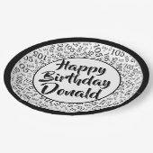 105番目のパーティー乱数パターンブラック/ホワイト ペーパープレート (アングル)